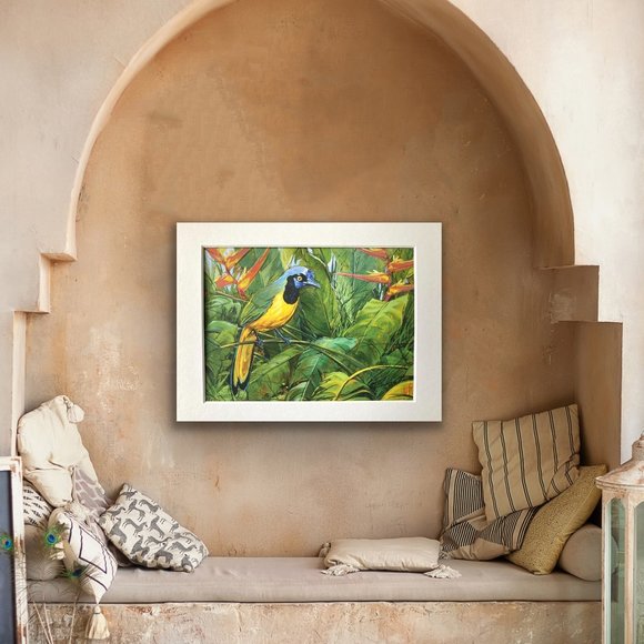 8x10" Colombia Cafe Quindio Art Print (w/mat): Green Jay- HOME - Picture 7 of 8